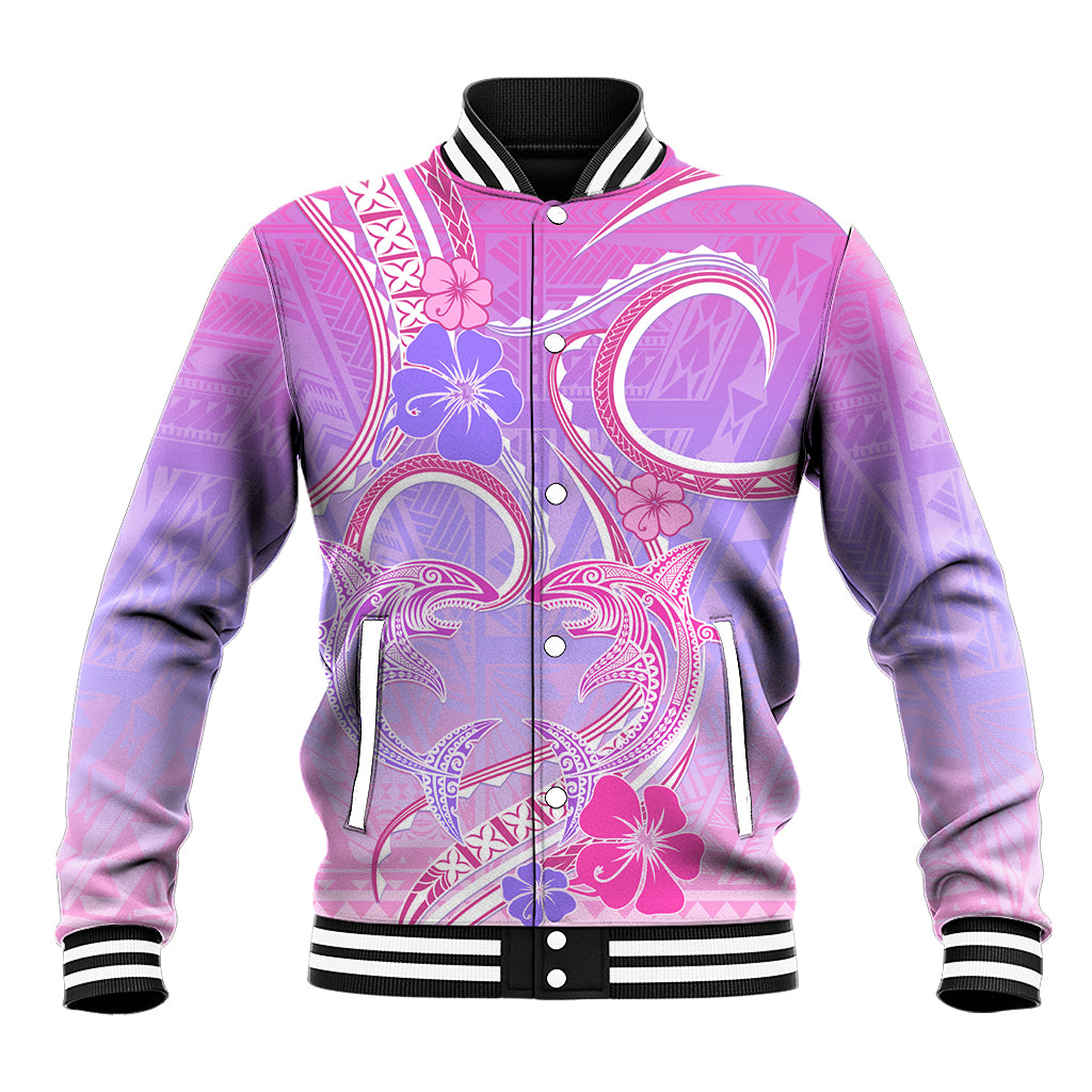 Polynesian Shark Valentine Baseball Jacket Sweet Unique Version LT01 Unisex Pink - Polynesian Pride