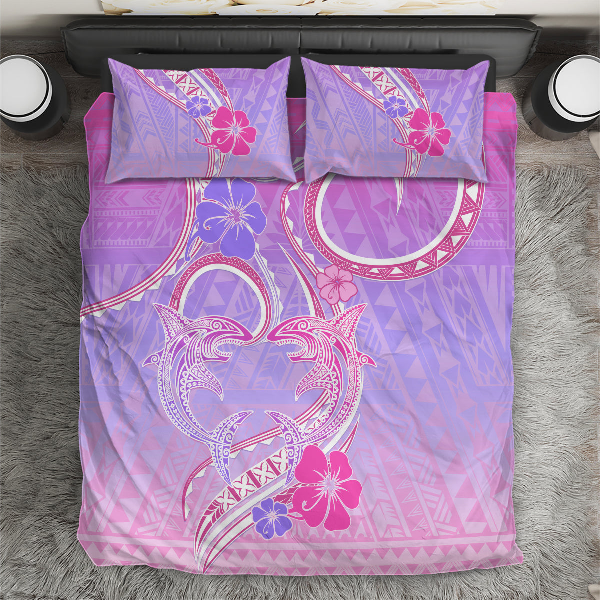 Polynesian Shark Valentine Bedding Set Sweet Unique Version