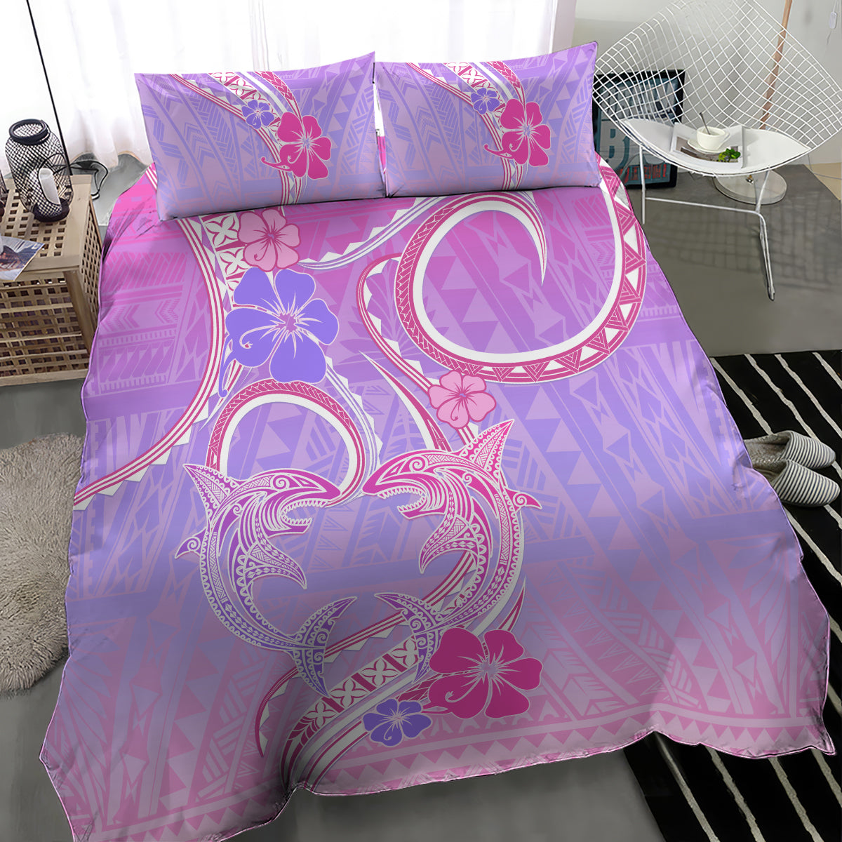 Polynesian Shark Valentine Bedding Set Sweet Unique Version LT01 - Polynesian Pride