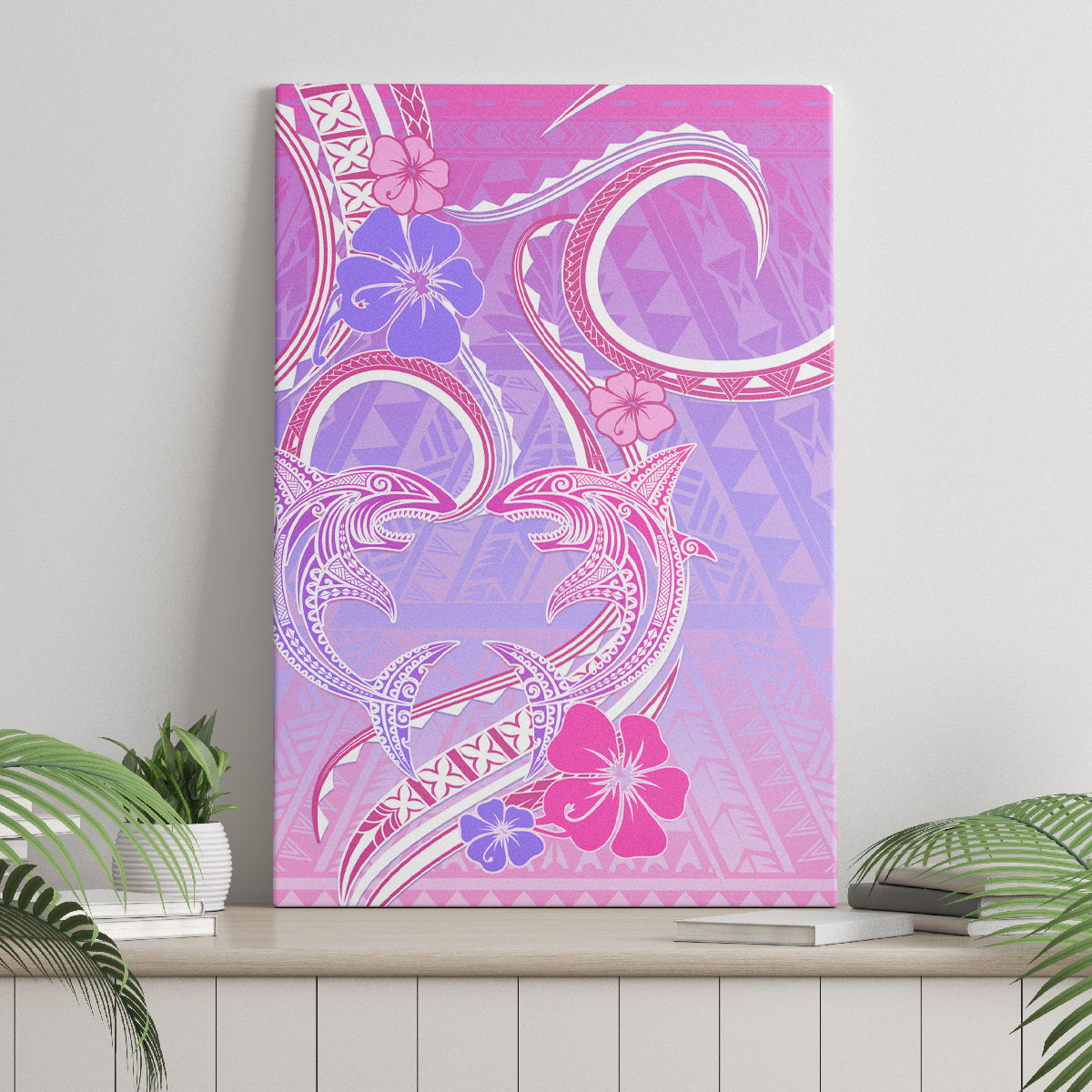 Polynesian Shark Valentine Canvas Wall Art Sweet Unique Version LT01 - Polynesian Pride