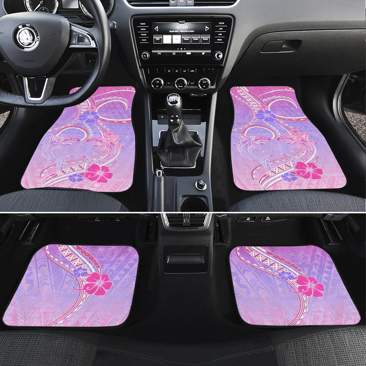 Polynesian Shark Valentine Car Mats Sweet Unique Version LT01 Set 4pcs Pink - Polynesian Pride