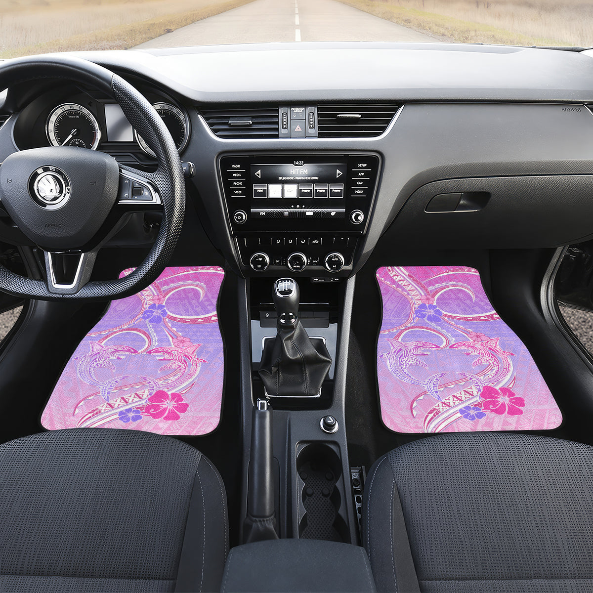 Polynesian Shark Valentine Car Mats Sweet Unique Version LT01 Set 2pcs - Front Pink - Polynesian Pride