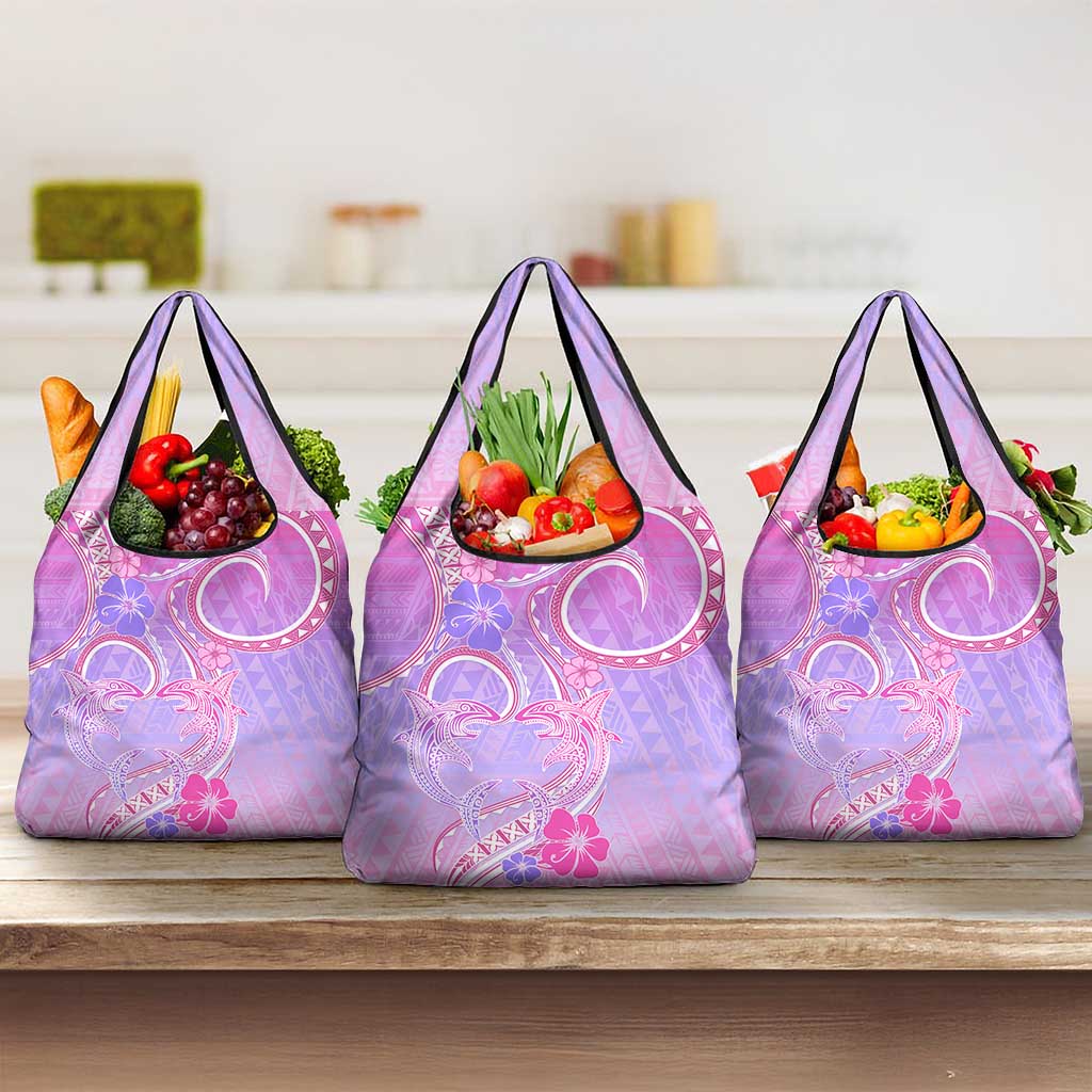 Polynesian Shark Valentine Grocery Bag Sweet Unique Version LT01 3-pack One Size Pink - Polynesian Pride
