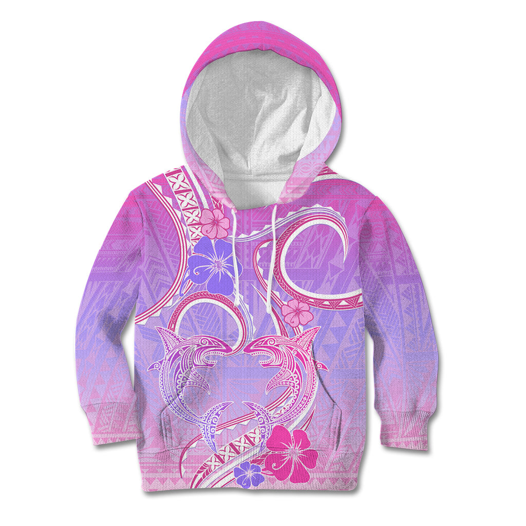 Polynesian Shark Valentine Kid Hoodie Sweet Unique Version LT01 Hoodie Pink - Polynesian Pride