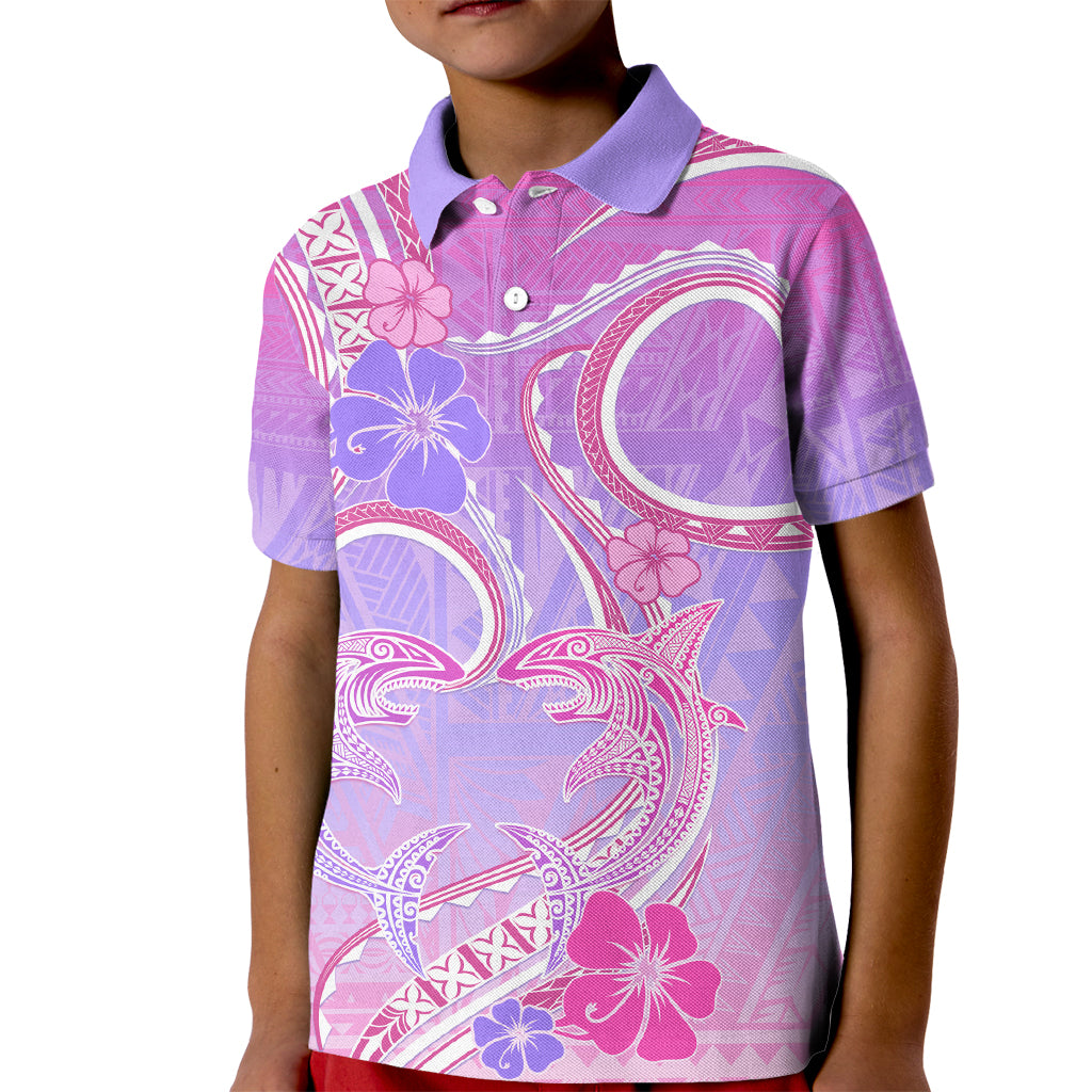 Polynesian Shark Valentine Kid Polo Shirt Sweet Unique Version LT01 Kid Pink - Polynesian Pride