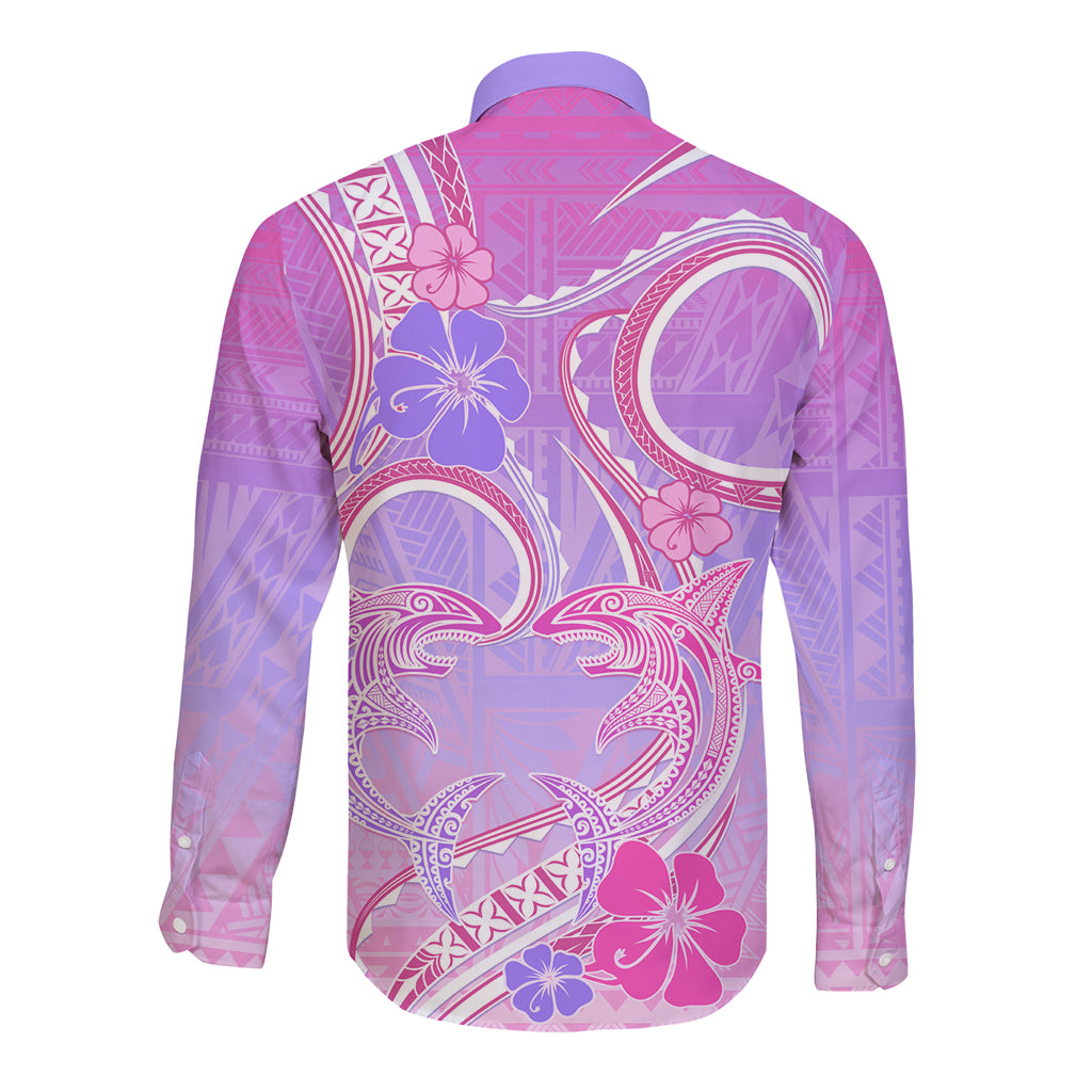 Polynesian Shark Valentine Long Sleeve Button Shirt Sweet Unique Version LT01 - Polynesian Pride