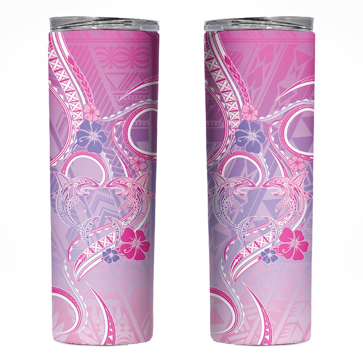 Polynesian Shark Valentine Skinny Tumbler Sweet Unique Version LT01 Pink - Polynesian Pride