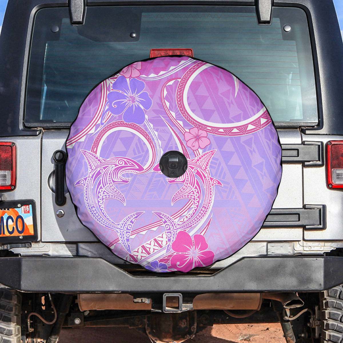 Polynesian Shark Valentine Spare Tire Cover Sweet Unique Version LT01 Pink - Polynesian Pride