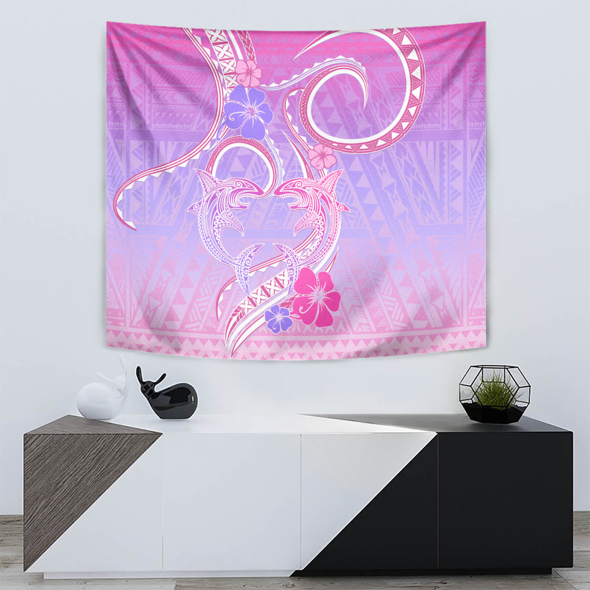 Polynesian Shark Valentine Tapestry Sweet Unique Version LT01 - Polynesian Pride