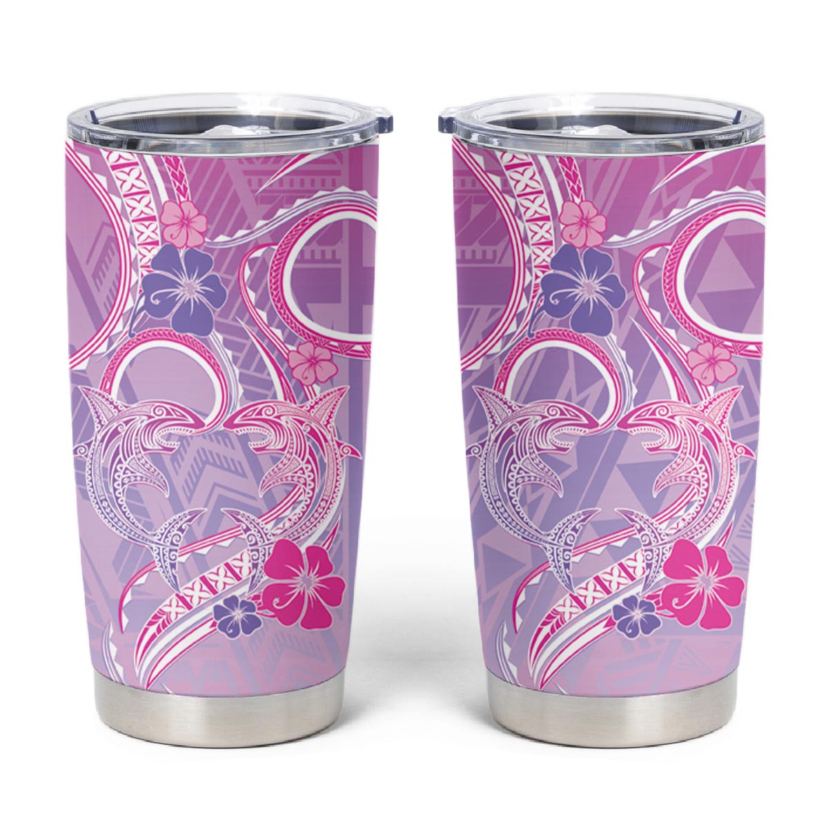 Polynesian Shark Valentine Tumbler Cup Sweet Unique Version LT01 Pink - Polynesian Pride
