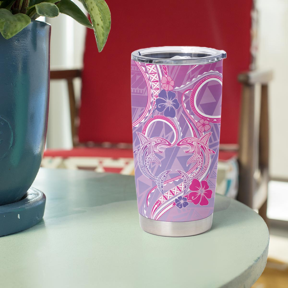 Polynesian Shark Valentine Tumbler Cup Sweet Unique Version LT01 - Polynesian Pride