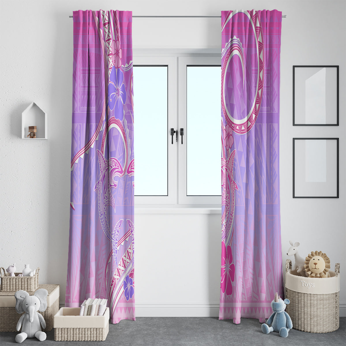 Polynesian Shark Valentine Window Curtain Sweet Unique Version LT01 - Polynesian Pride