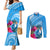 Yap Day Couples Matching Mermaid Dress and Long Sleeve Button Shirt Nam nu Waqab Tropical Flower LT01 Blue - Polynesian Pride