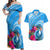 Yap Day Couples Matching Off Shoulder Maxi Dress and Hawaiian Shirt Nam nu Waqab Tropical Flower LT01 Blue - Polynesian Pride