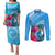 Yap Day Couples Matching Puletasi and Long Sleeve Button Shirt Nam nu Waqab Tropical Flower LT01 Blue - Polynesian Pride