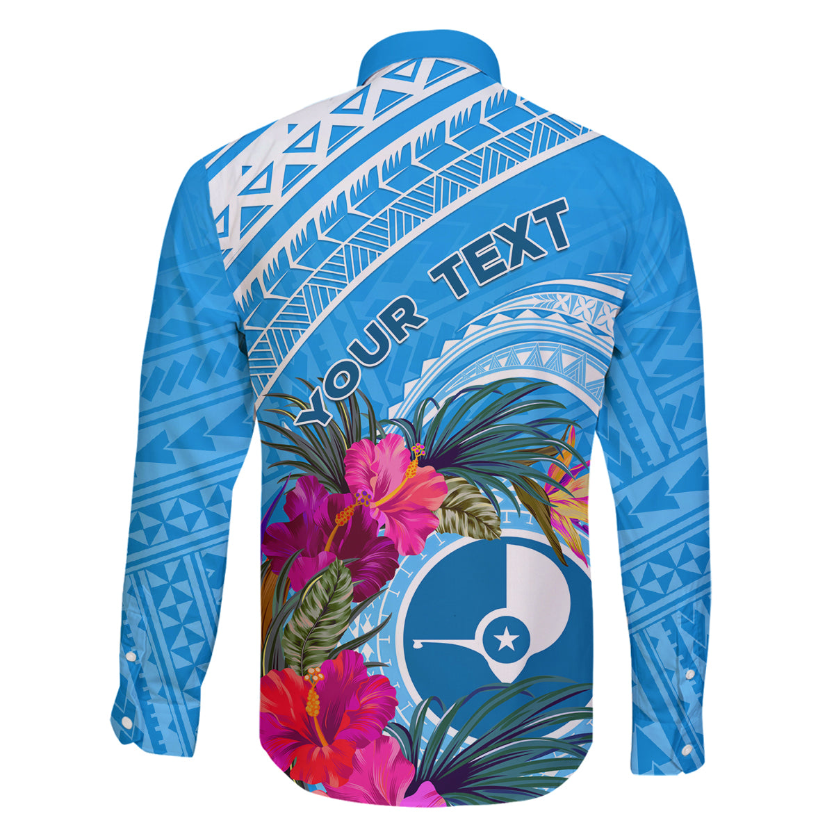 Yap Day Family Matching Off Shoulder Long Sleeve Dress and Hawaiian Shirt Nam nu Waqab Tropical Flower LT01 - Polynesian Pride