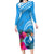 Yap Day Long Sleeve Bodycon Dress Nam nu Waqab Tropical Flower LT01 Long Dress Blue - Polynesian Pride