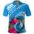 Yap Day Polo Shirt Nam nu Waqab Tropical Flower LT01 Blue - Polynesian Pride