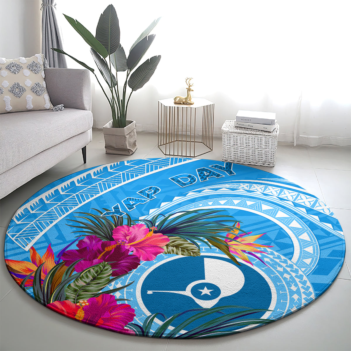 Yap Day Round Carpet Nam nu Waqab Tropical Flower