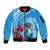 Yap Day Sleeve Zip Bomber Jacket Nam nu Waqab Tropical Flower LT01 Unisex Blue - Polynesian Pride