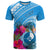 Yap Day T Shirt Nam nu Waqab Tropical Flower LT01 Blue - Polynesian Pride