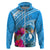 Yap Day Zip Hoodie Nam nu Waqab Tropical Flower LT01 Zip Hoodie Blue - Polynesian Pride