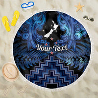 Personalised Aotearoa Matariki Beach Blanket Blue Fern Maori Poutama LT01 One Size 150cm Blue - Polynesian Pride