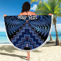 Personalised Aotearoa Matariki Beach Blanket Blue Fern Maori Poutama LT01 - Polynesian Pride