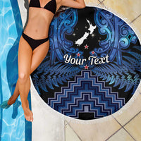 Personalised Aotearoa Matariki Beach Blanket Blue Fern Maori Poutama LT01 - Polynesian Pride