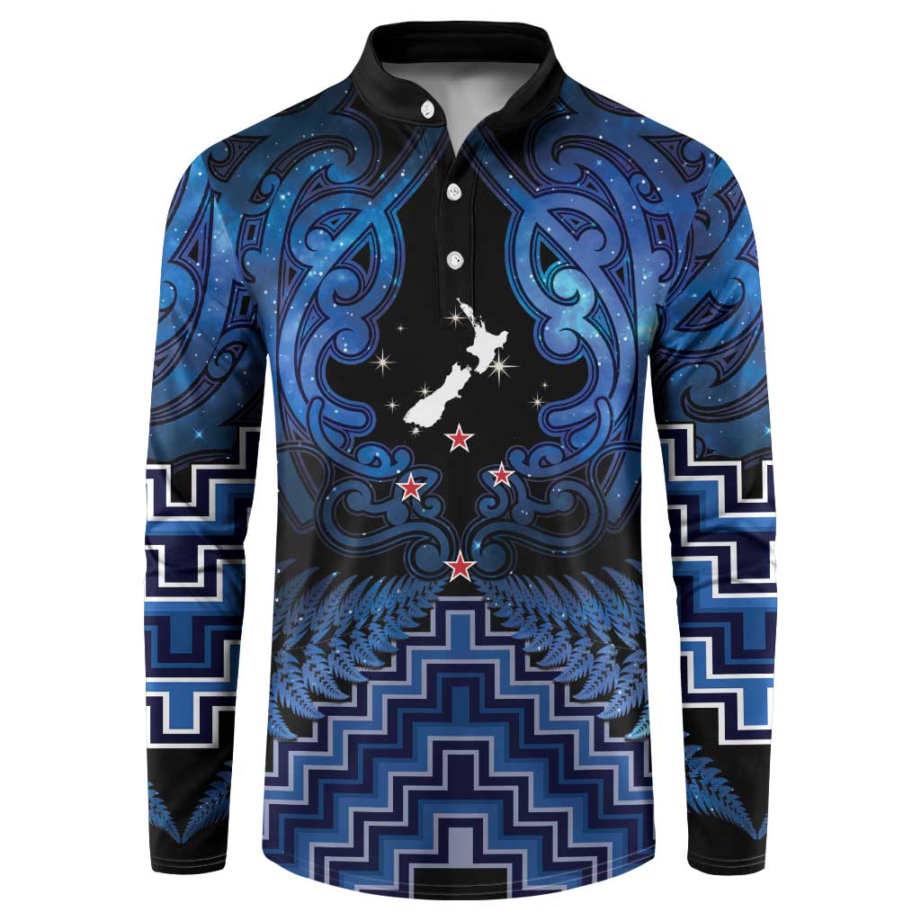 Personalised Aotearoa Matariki Button Sweatshirt Blue Fern Maori Poutama LT01 Blue - Polynesian Pride