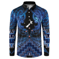 Personalised Aotearoa Matariki Button Sweatshirt Blue Fern Maori Poutama LT01 Blue - Polynesian Pride