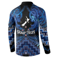 Personalised Aotearoa Matariki Button Sweatshirt Blue Fern Maori Poutama LT01 - Polynesian Pride