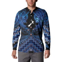 Personalised Aotearoa Matariki Button Sweatshirt Blue Fern Maori Poutama LT01 - Polynesian Pride