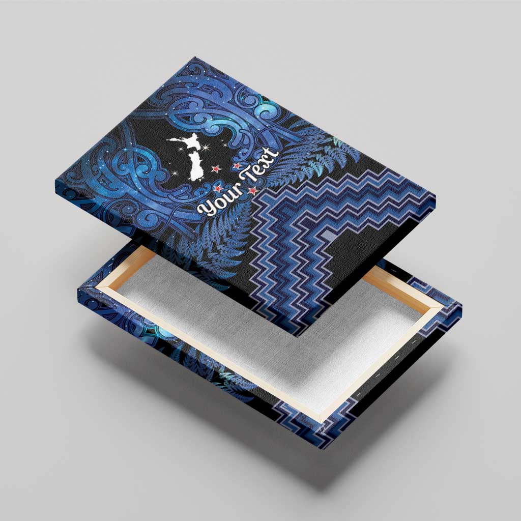 Personalised Aotearoa Matariki Canvas Wall Art Blue Fern Maori Poutama LT01 - Polynesian Pride
