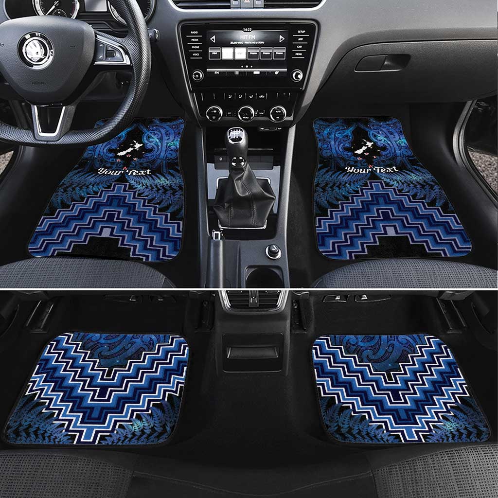 Personalised Aotearoa Matariki Car Mats Blue Fern Maori Poutama LT01 Set 4pcs Blue - Polynesian Pride