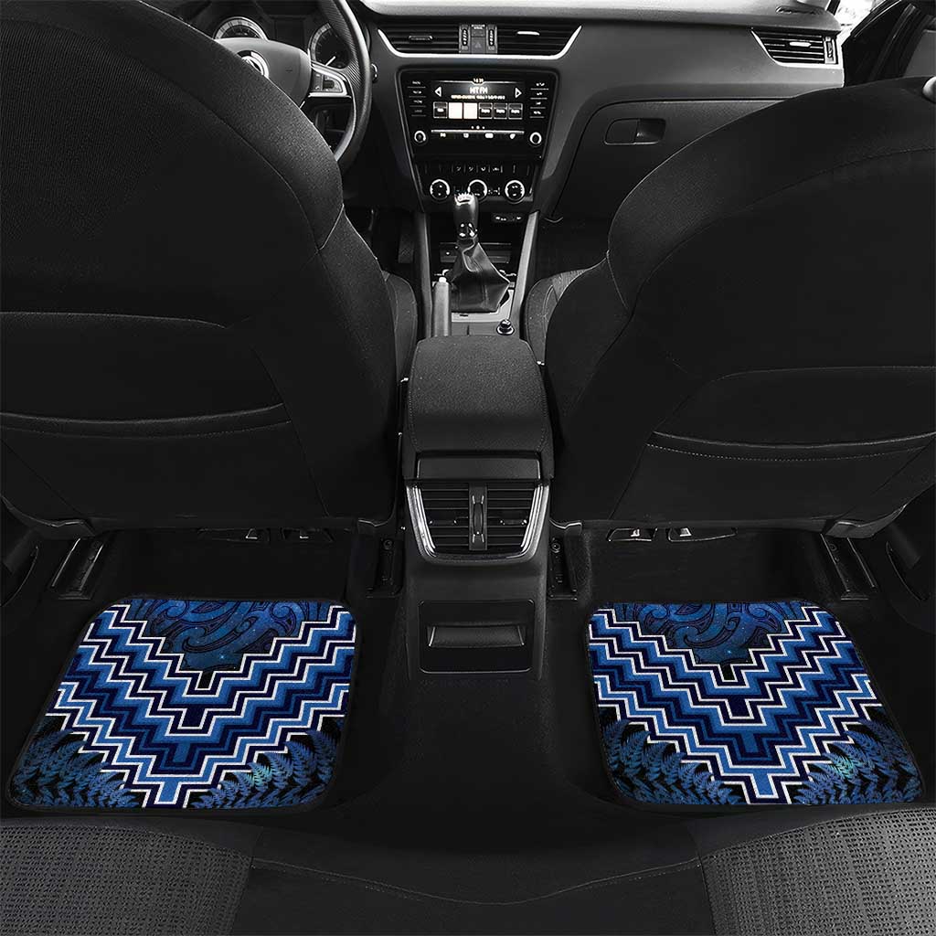 Personalised Aotearoa Matariki Car Mats Blue Fern Maori Poutama LT01 Set 2pcs - Back Blue - Polynesian Pride