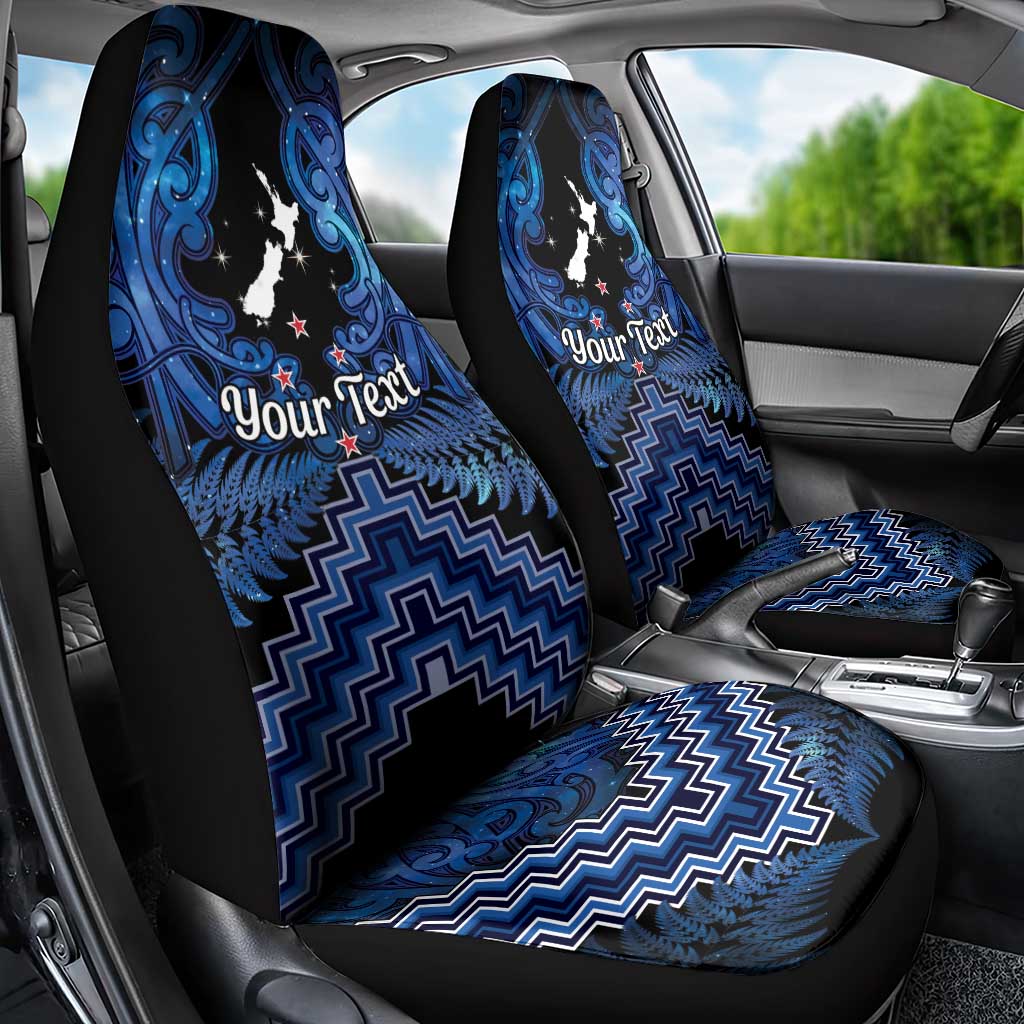 Personalised Aotearoa Matariki Car Seat Cover Blue Fern Maori Poutama