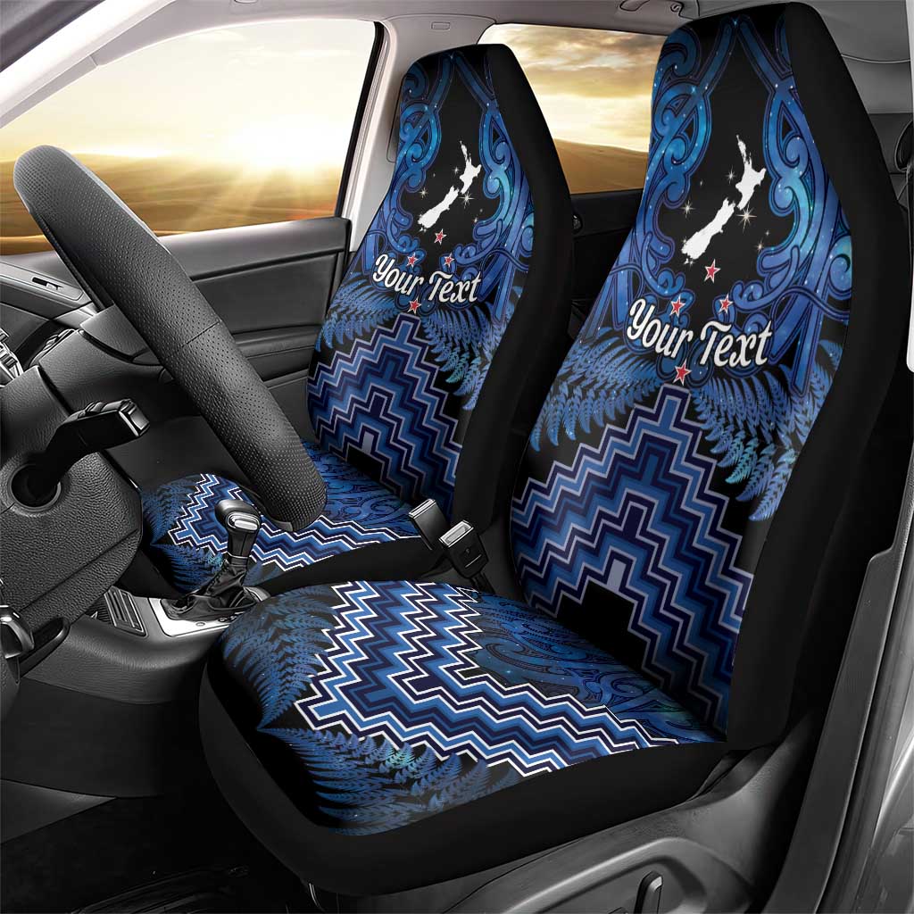 Personalised Aotearoa Matariki Car Seat Cover Blue Fern Maori Poutama