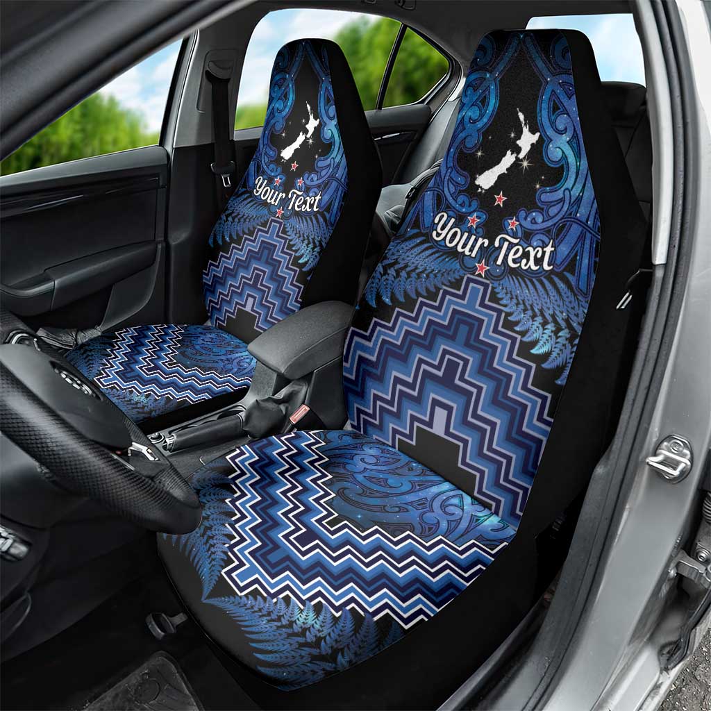 Personalised Aotearoa Matariki Car Seat Cover Blue Fern Maori Poutama