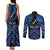 Personalised Aotearoa Matariki Couples Matching Tank Maxi Dress and Long Sleeve Button Shirt Blue Fern Maori Poutama