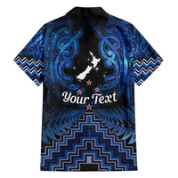Personalised Aotearoa Matariki Family Matching Long Sleeve Bodycon Dress and Hawaiian Shirt Blue Fern Maori Poutama