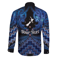 Personalised Aotearoa Matariki Family Matching Off The Shoulder Long Sleeve Dress and Hawaiian Shirt Blue Fern Maori Poutama