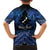 Personalised Aotearoa Matariki Family Matching Off Shoulder Short Dress and Hawaiian Shirt Blue Fern Maori Poutama