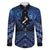Personalised Aotearoa Matariki Family Matching Off Shoulder Short Dress and Hawaiian Shirt Blue Fern Maori Poutama