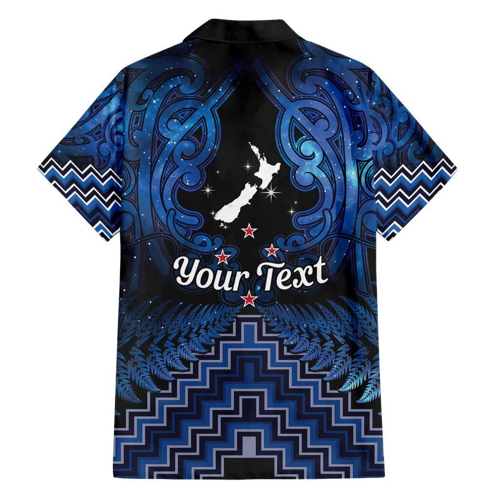Personalised Aotearoa Matariki Family Matching Short Sleeve Bodycon Dress and Hawaiian Shirt Blue Fern Maori Poutama