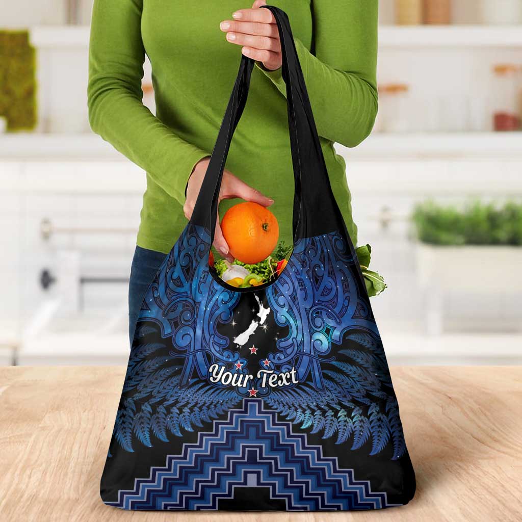 Personalised Aotearoa Matariki Grocery Bag Blue Fern Maori Poutama LT01 - Polynesian Pride