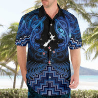 Personalised Aotearoa Matariki Hawaiian Shirt Blue Fern Maori Poutama LT01 - Polynesian Pride