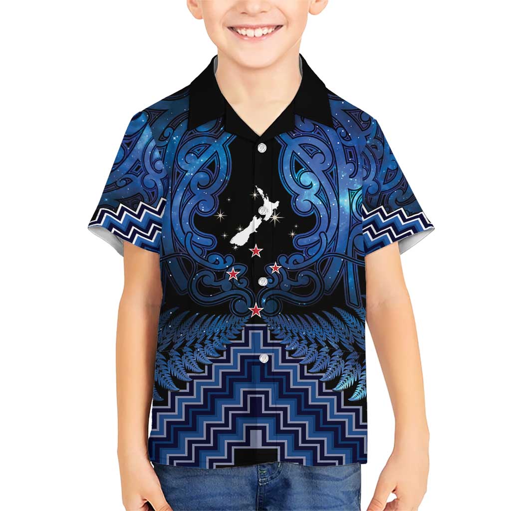 Personalised Aotearoa Matariki Hawaiian Shirt Blue Fern Maori Poutama LT01 - Polynesian Pride