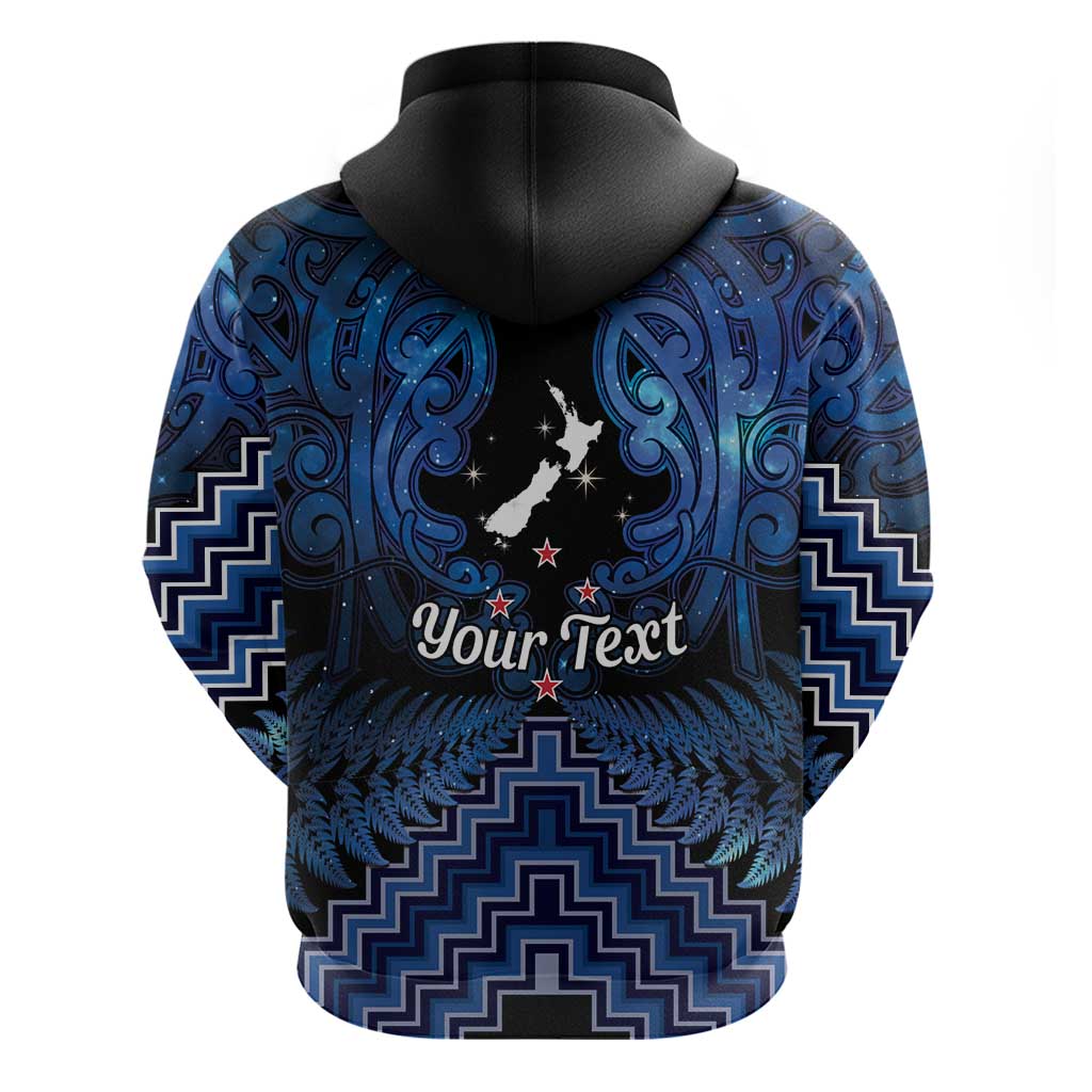 Personalised Aotearoa Matariki Hoodie Blue Fern Maori Poutama