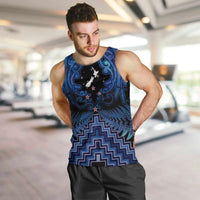 Personalised Aotearoa Matariki Men Tank Top Blue Fern Maori Poutama LT01 Blue - Polynesian Pride